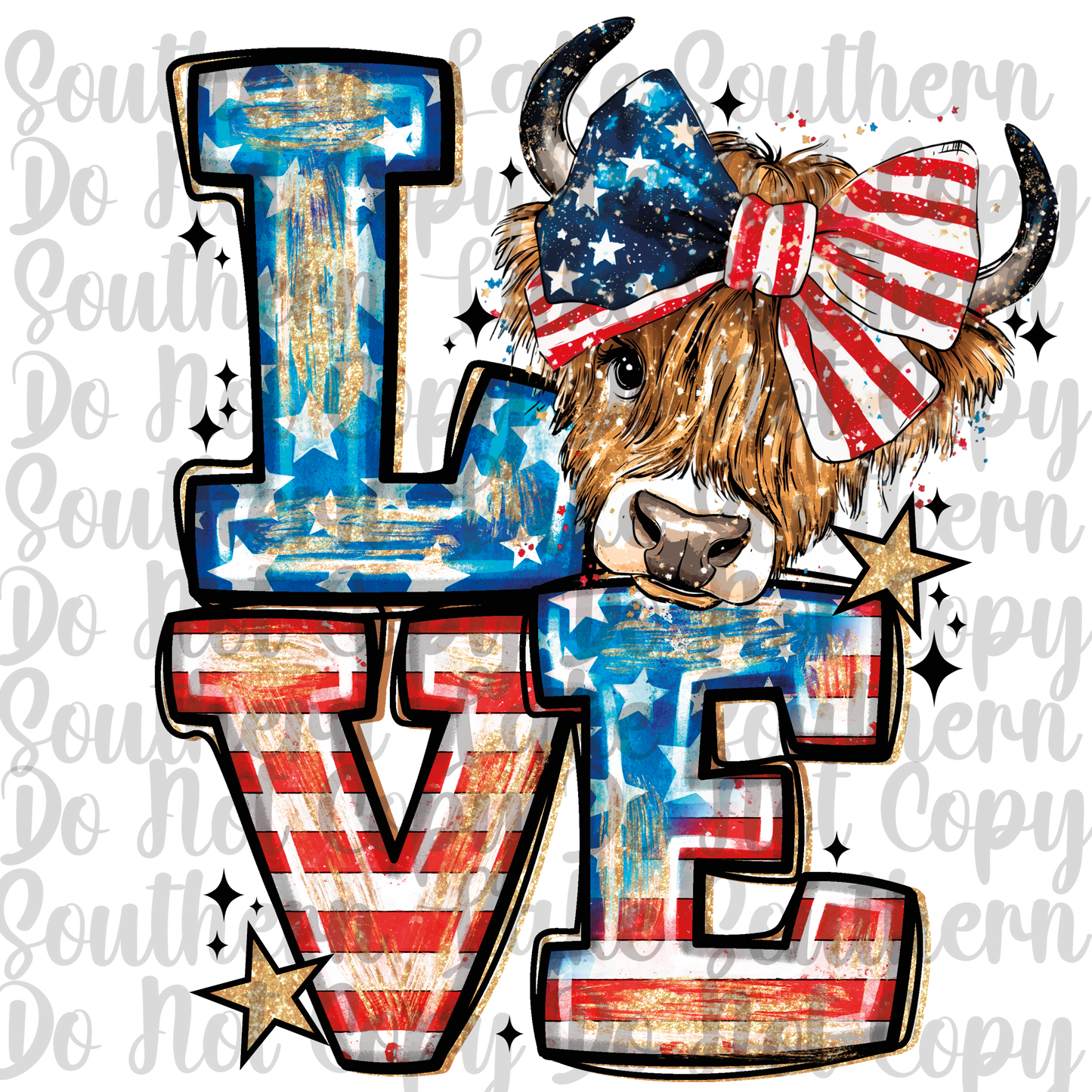 LOVE Highland Cow DTF Single Print