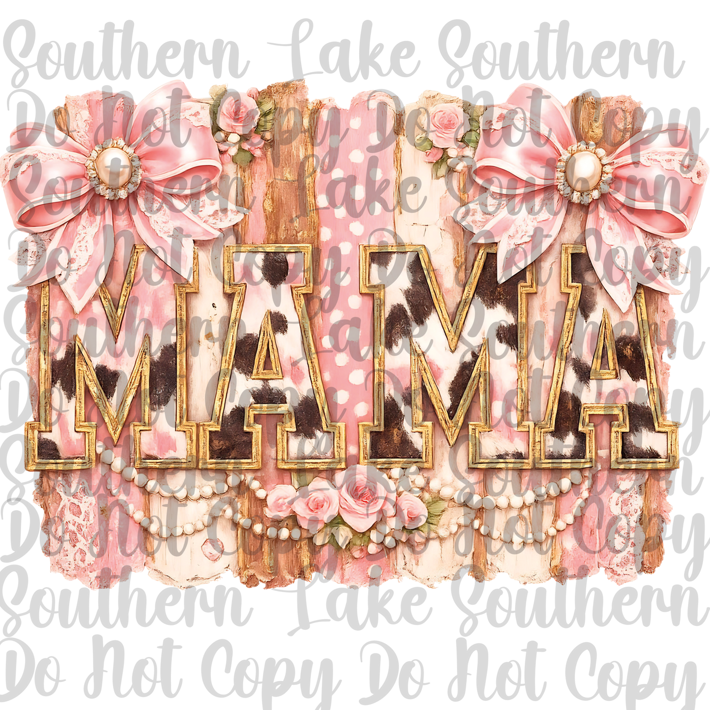 MAMA Pink Cow DTF Single Print