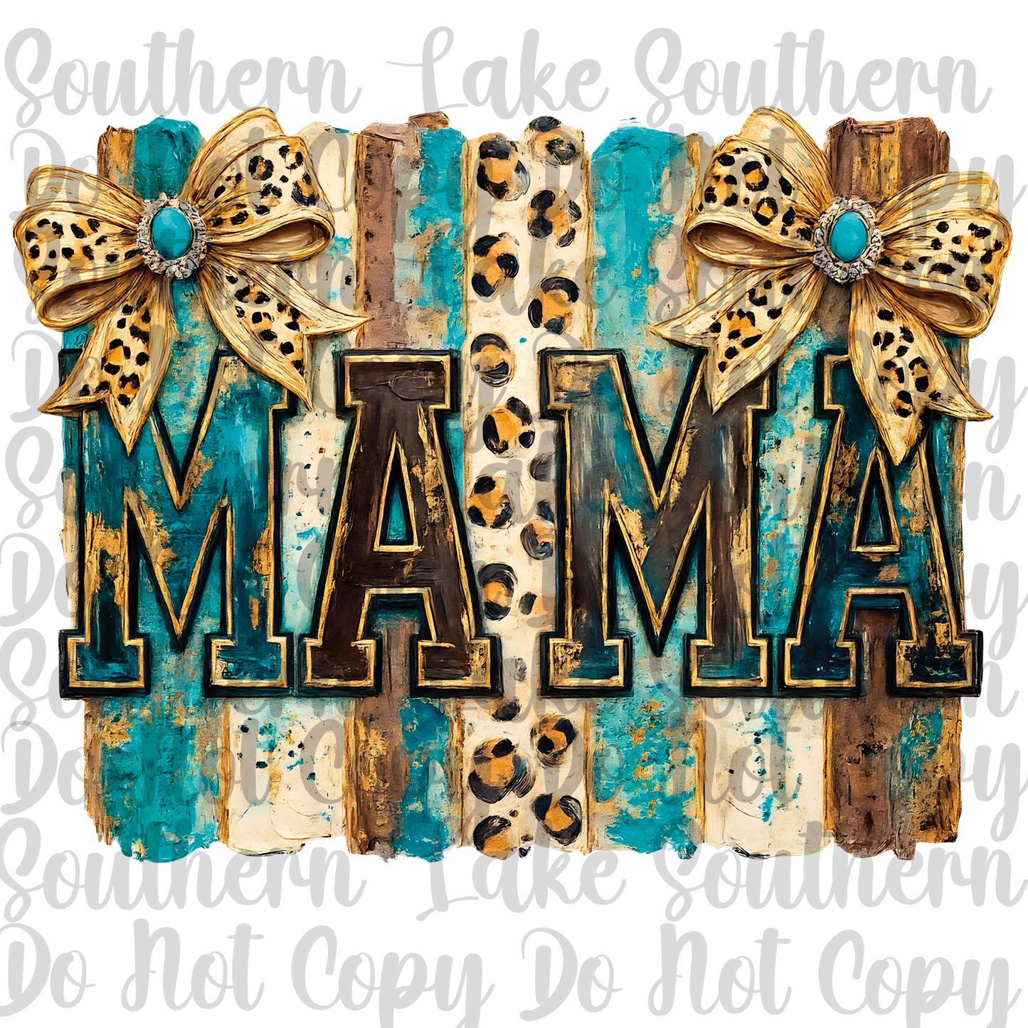 MAMA Turquoise Leopard DTF Single Print