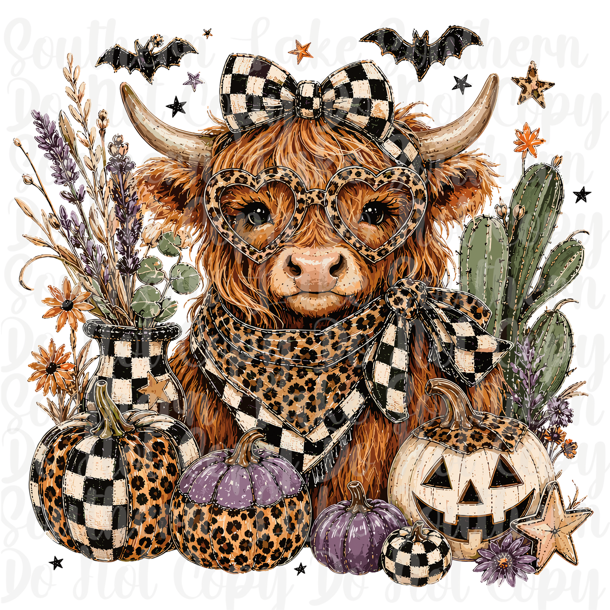 Highland Cow Halloween DTF Single Print