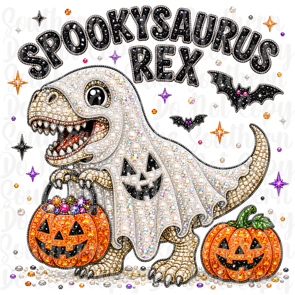 Spookysaurus Rex Sparkle DTF Single Print