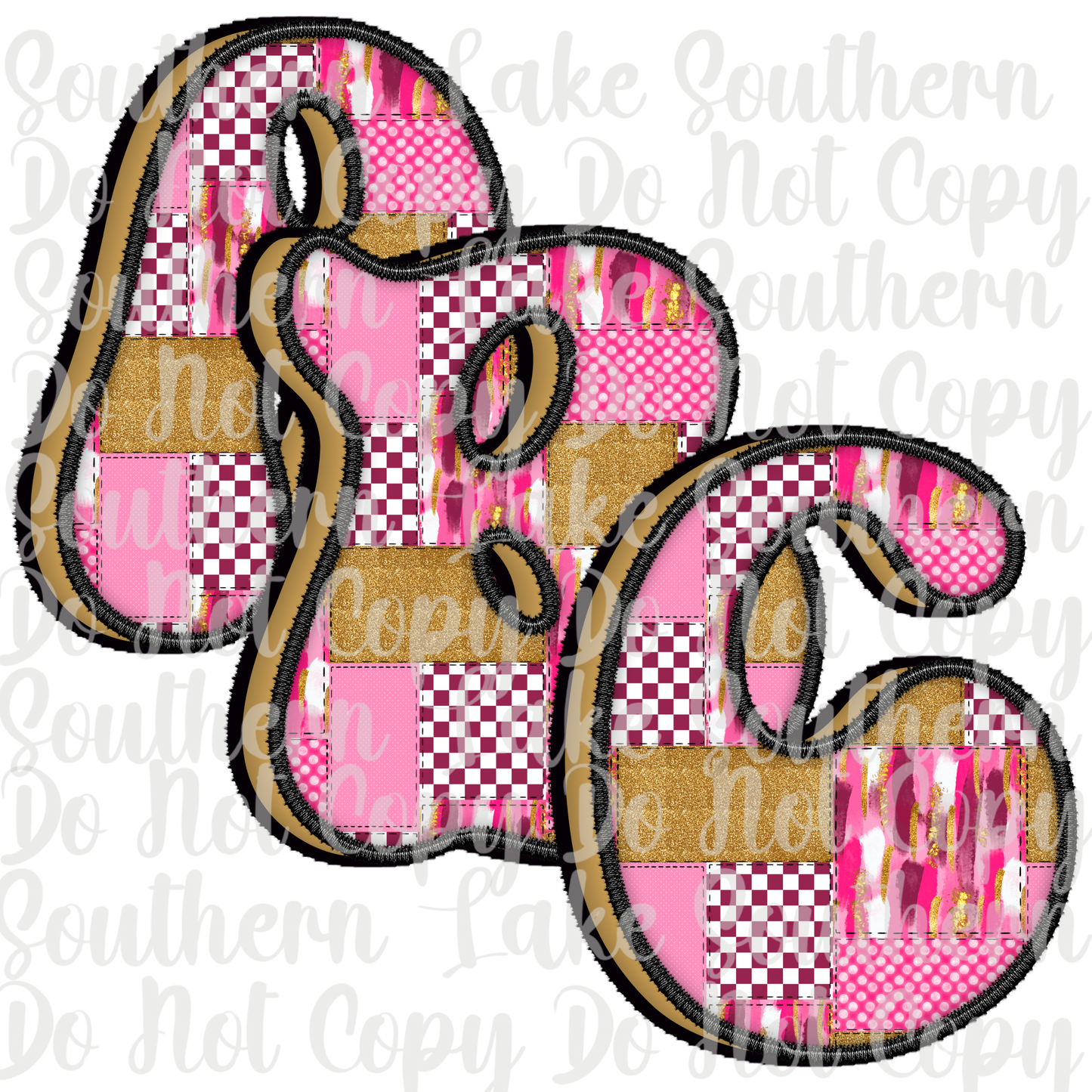 3D Pink and Gold Patch Alpha set A-0 Digital Download Only