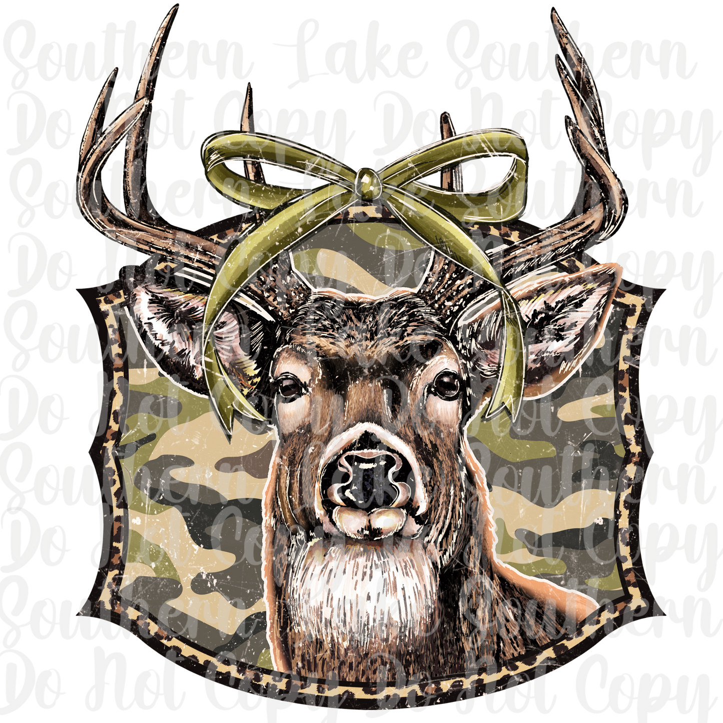 Buck With Bow Camo Plaque DTF Single Print