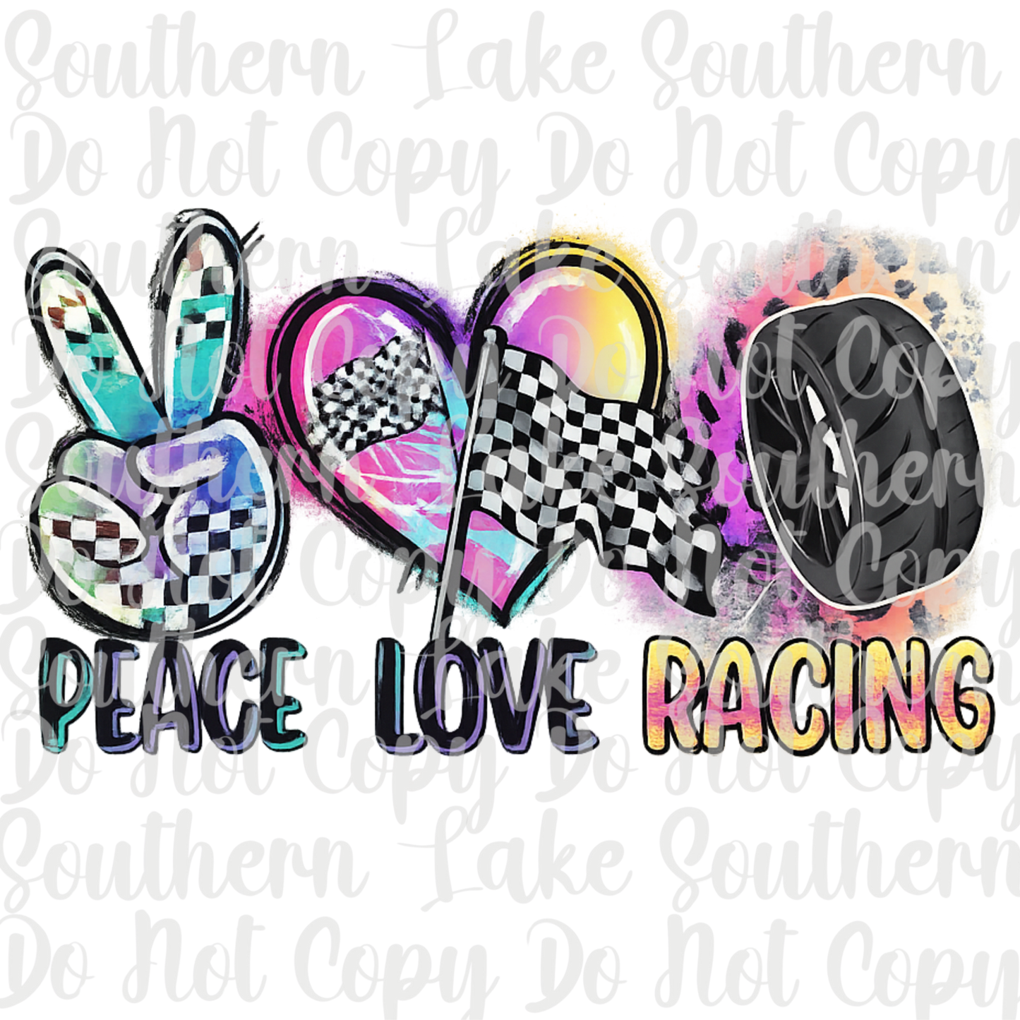Peace Love Racing DTF Single Print