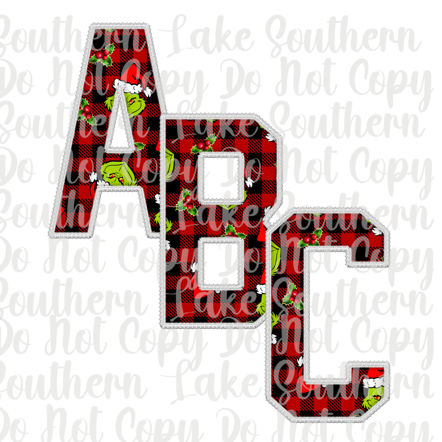 Christmas Grinch Plaid Alpha Sets A-0 Digital Download Only