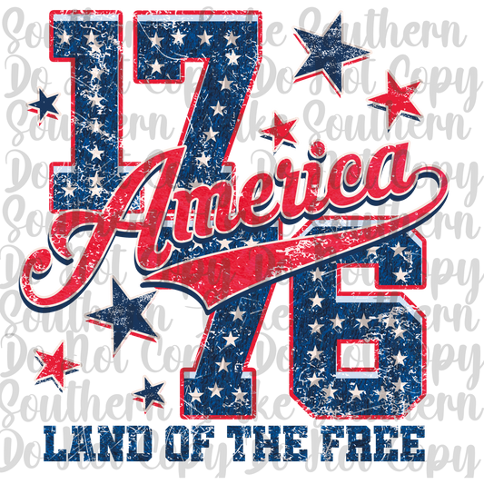 1776 America Land Of The Free DTF Single Print