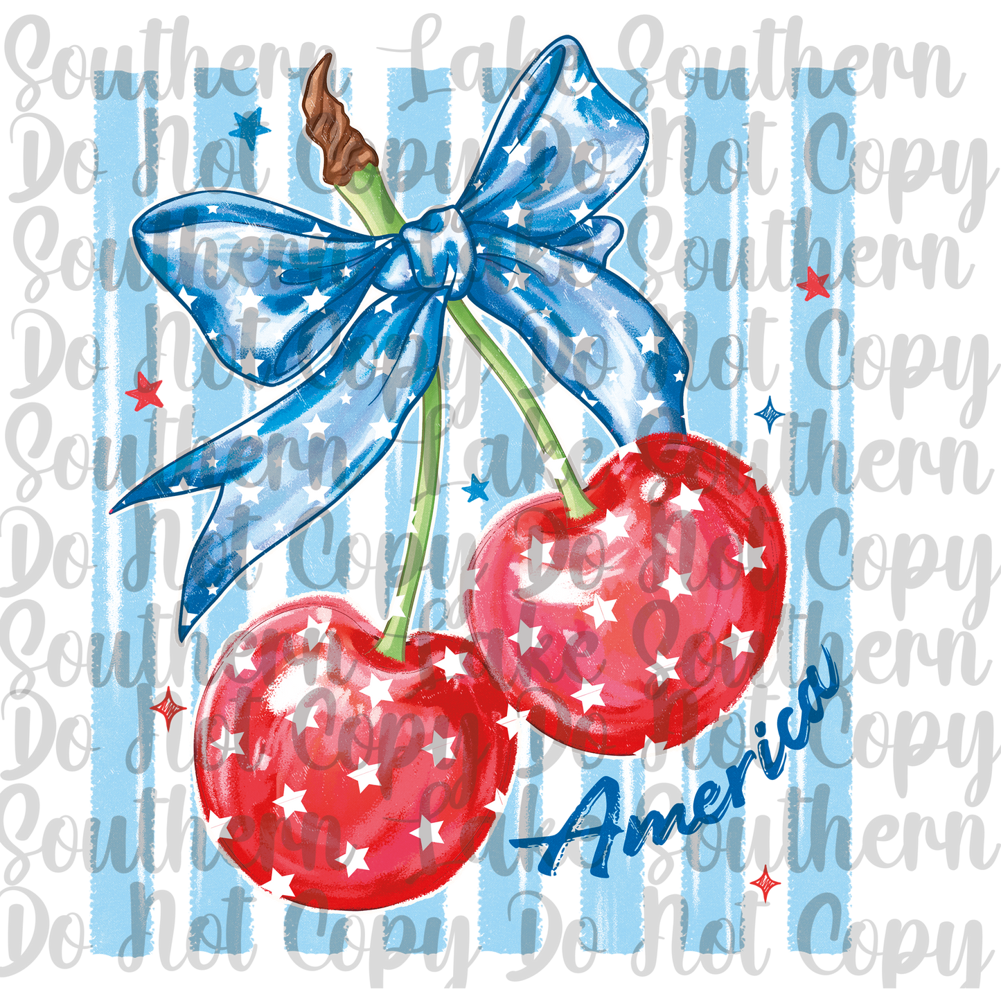 Cheeries Watercolor America DTF Single Print