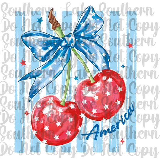 Cheeries Watercolor America DTF Single Print