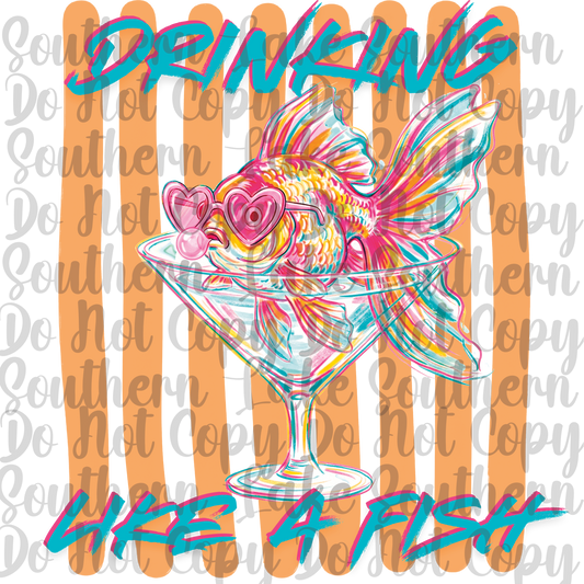 Drinking Like A Fish DTF Single Print