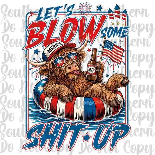 Let's Blow Some Shit Up Highland Cow DTF Single Print