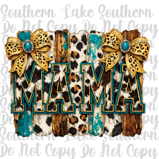 MAMA Paint Stroke With Bows DTF Single Print