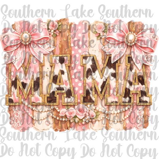 MAMA Pink Cow DTF Single Print