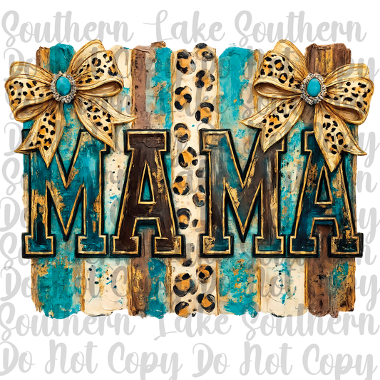 MAMA Turquoise Leopard DTF Single Print
