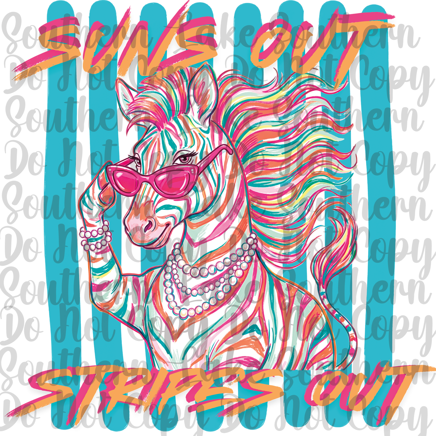 Suns Out Stripes Out Girl Zebra DTF Single Print