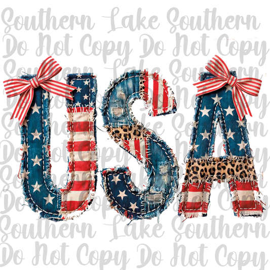 USA Jean Patchwork DTF Single Print