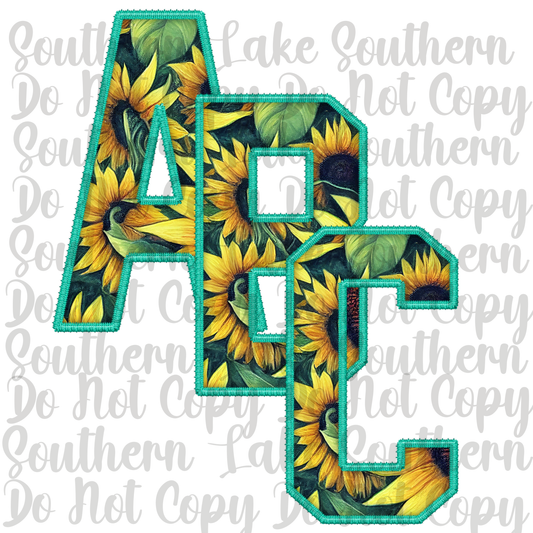 Sunflower with Teal Outline Alpha Set A-0 Digital Download Only