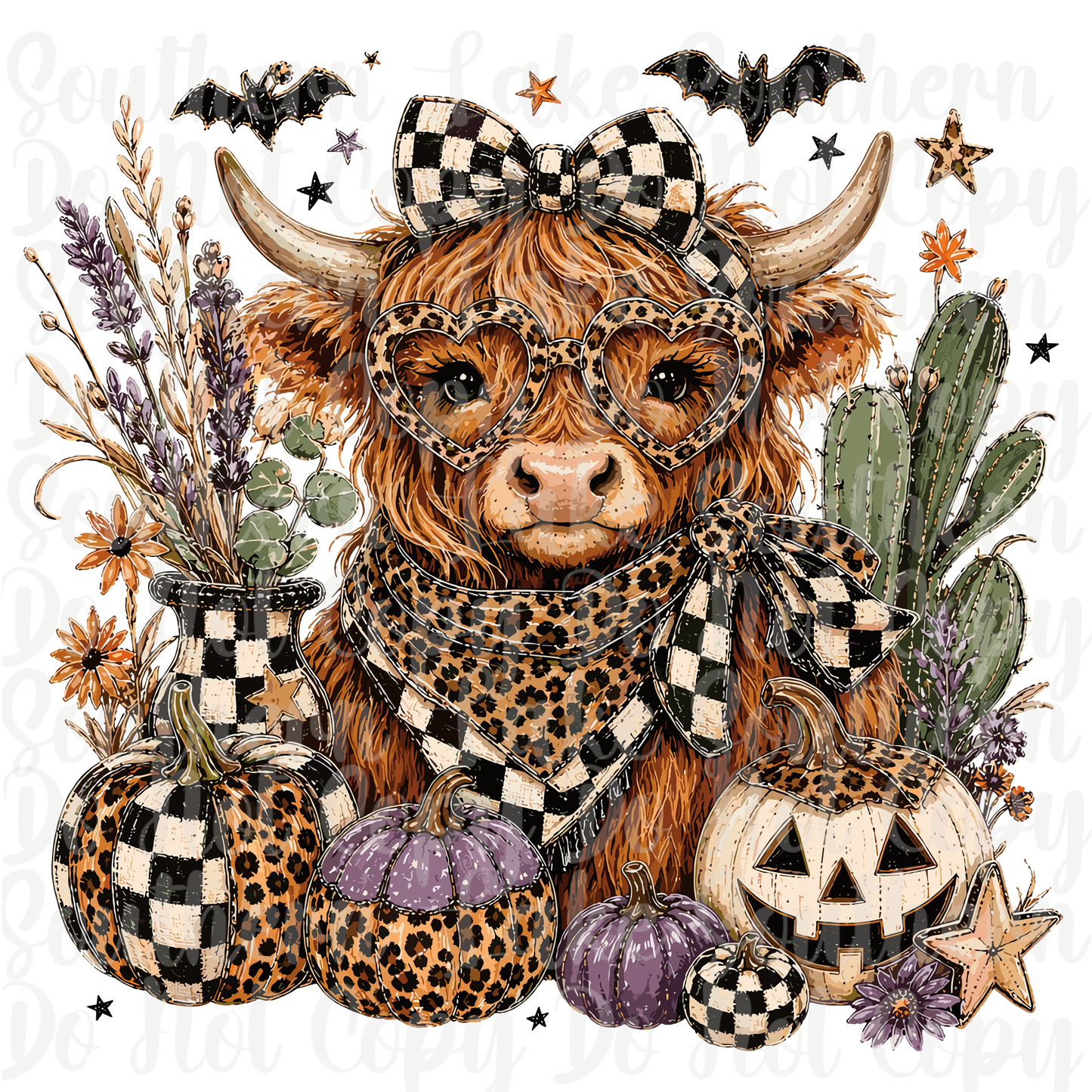 Highland Cow Halloween DTF Single Print