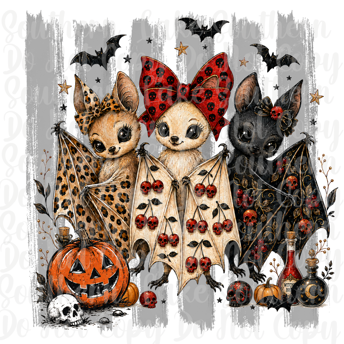 Cute Preppy Bats DTF Single Print