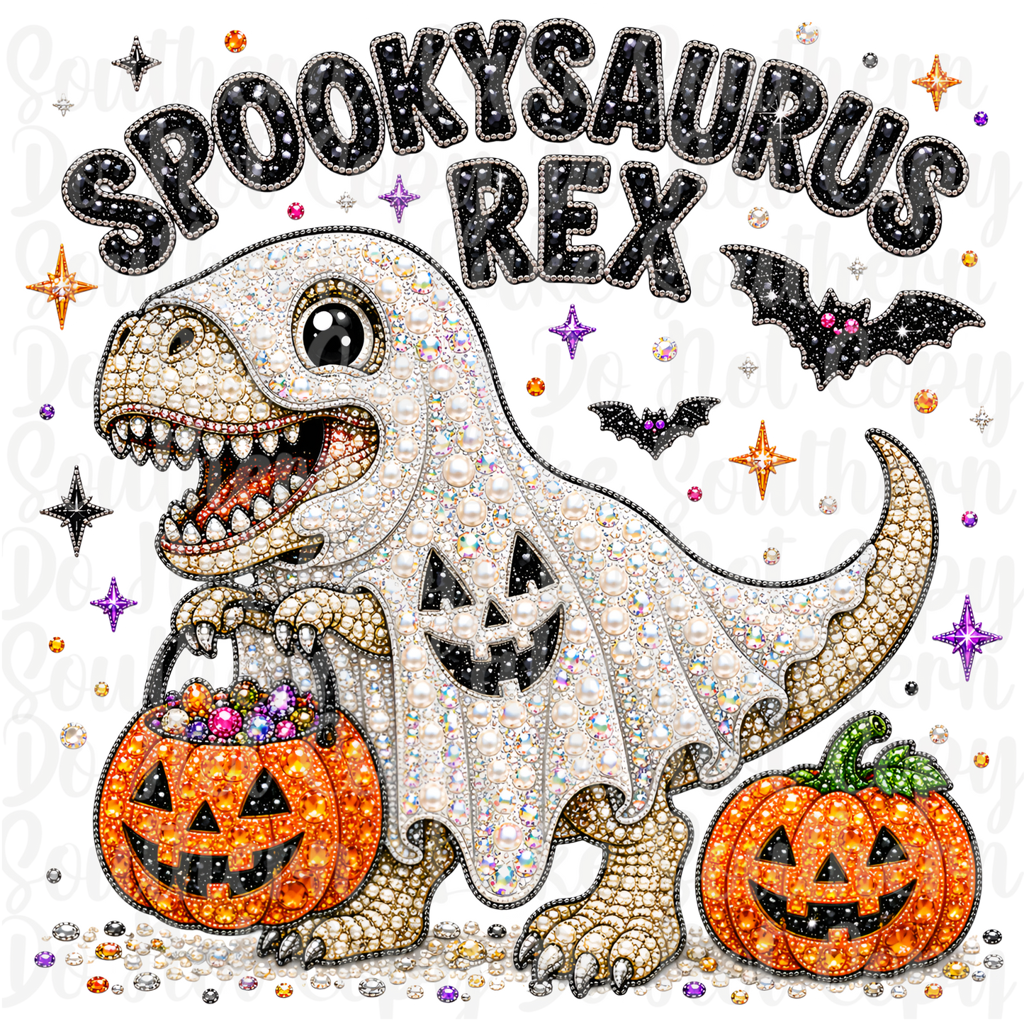 Spookysaurus Rex Sparkle DTF Single Print
