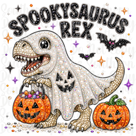 Spookysaurus Rex Sparkle DTF Single Print
