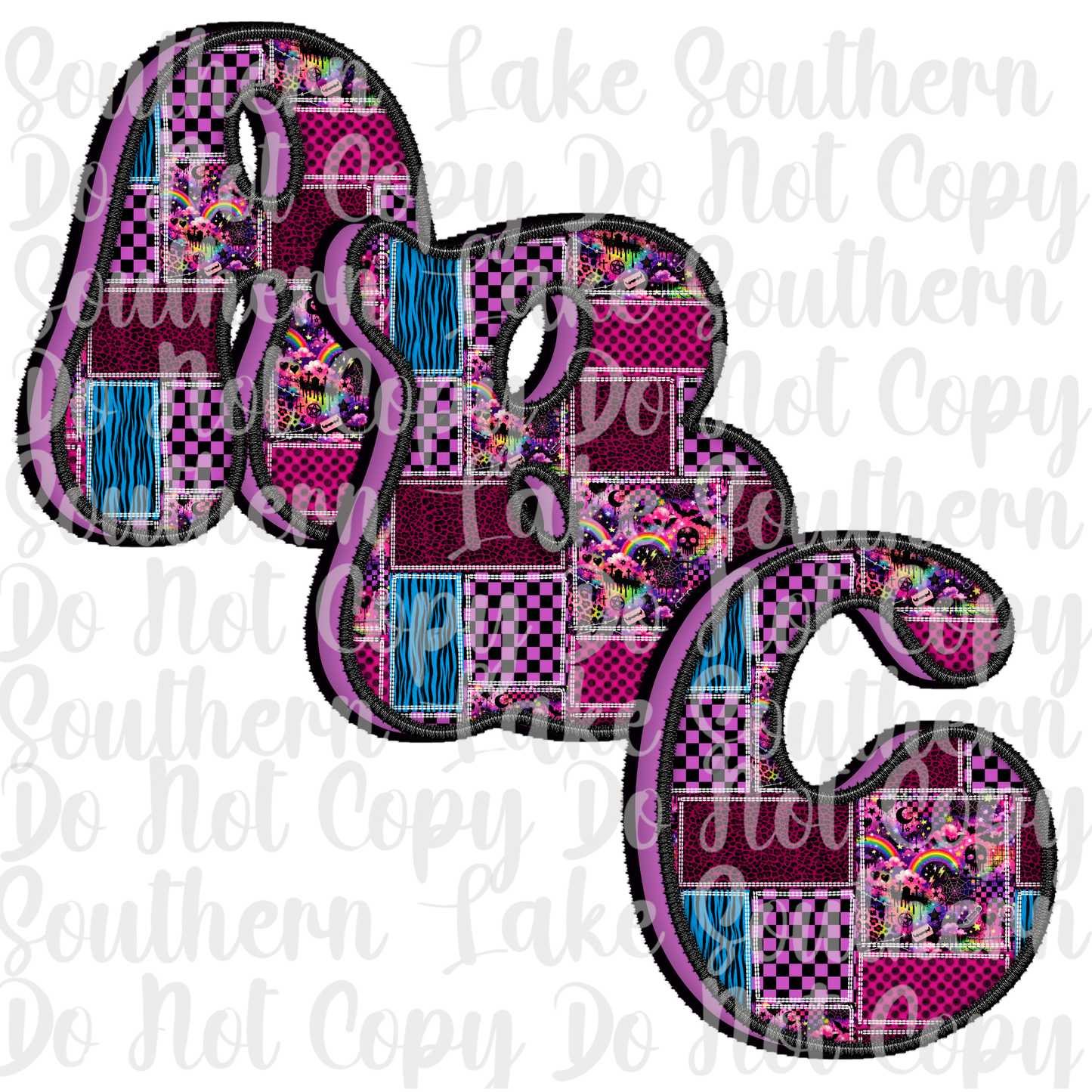 Purple retro lisa frank inspired Alpha set A-0 Digital Download Only