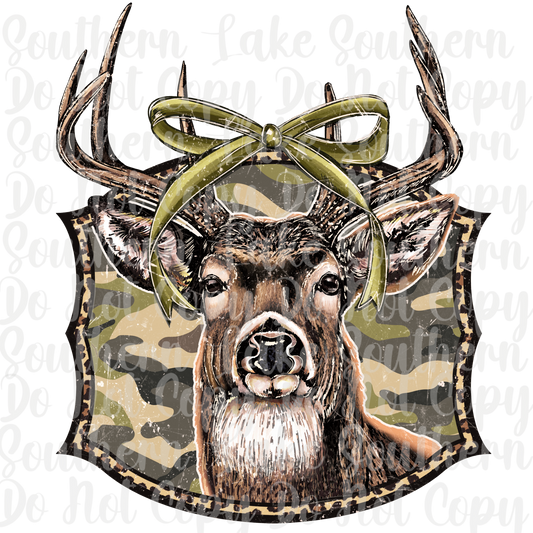 Buck With Bow Camo Plaque DTF Single Print