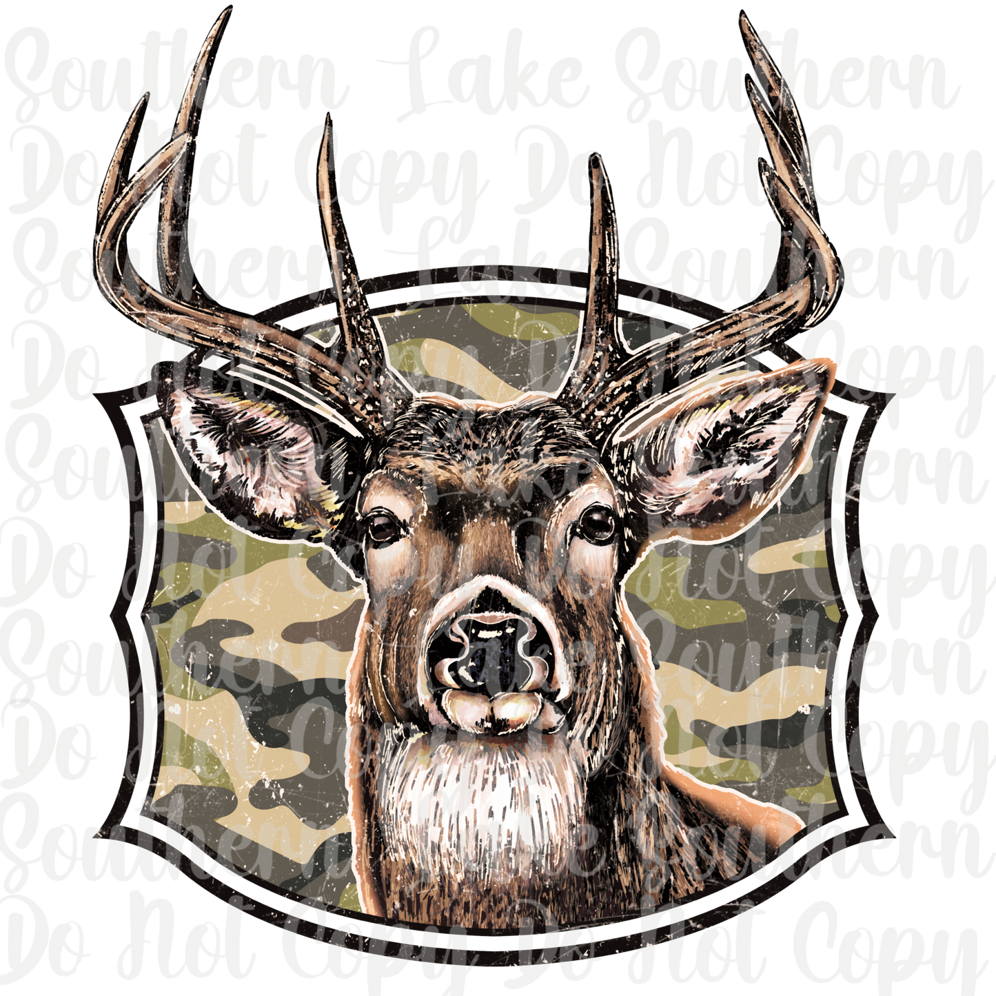 Buck With Camo Plaque DTF Single Print