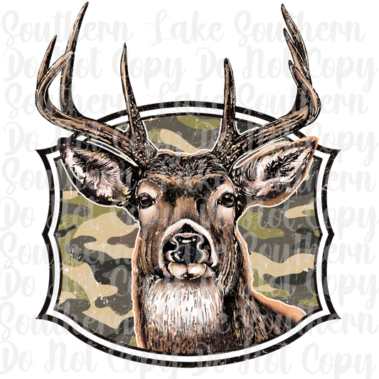 Buck With Camo Plaque DTF Single Print