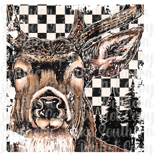 Buck With Checkered Background DTF Single Print