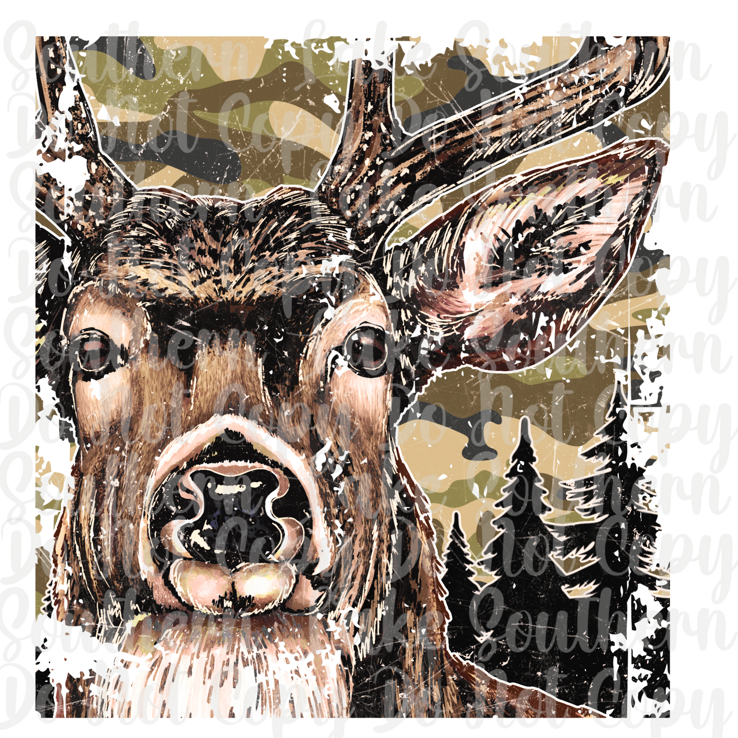 Buck With Camo Background DTF Single Print