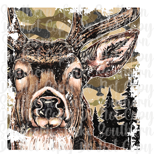 Buck With Camo Background DTF Single Print