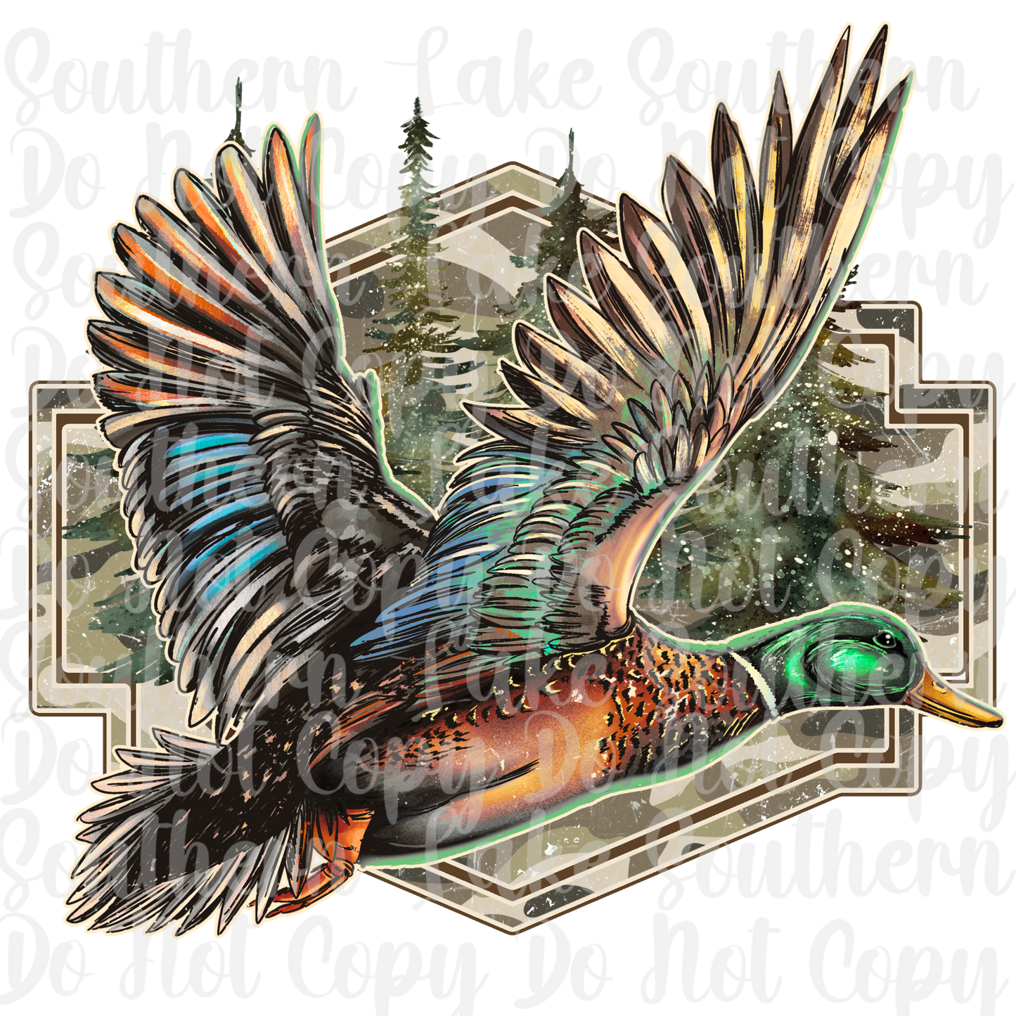 Duck With Camo Plaque DTF Single Print