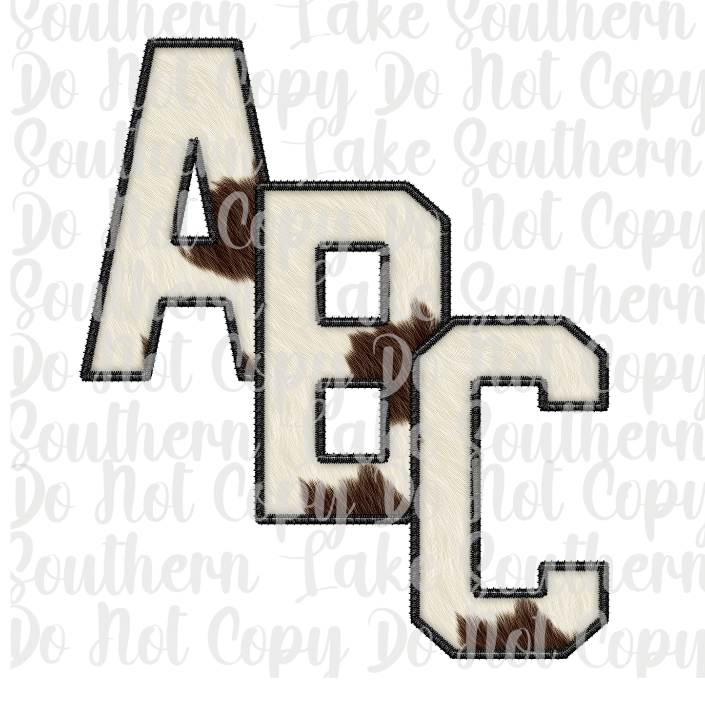 Cow Print with Black Outline Alpha Set A-0 Digital Download Only
