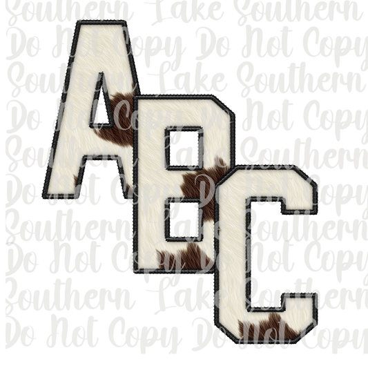 Cow Print with Black Outline Alpha Set A-0 Digital Download Only