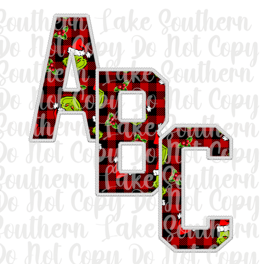 Christmas Grinch Plaid Alpha Sets A-0 Digital Download Only