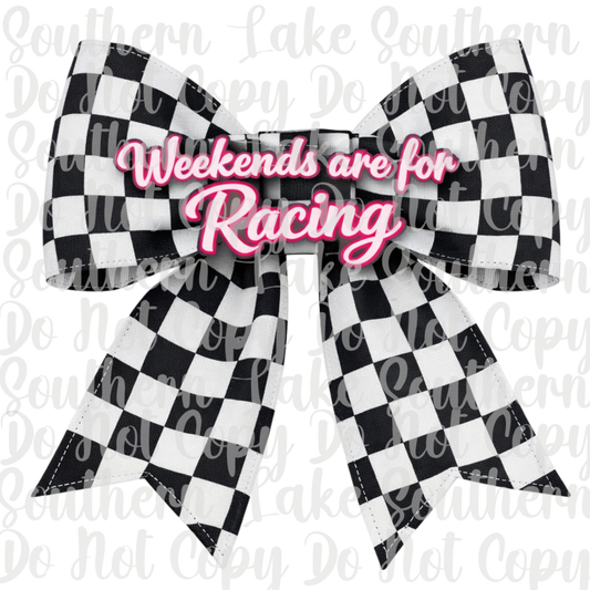 Weekends Are For Racing Bow DTF Single Print