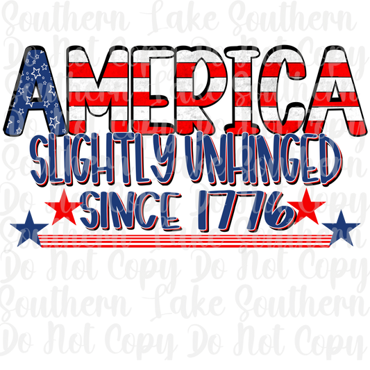 America Slightly Unhinged Since 1776 DTF Single Print