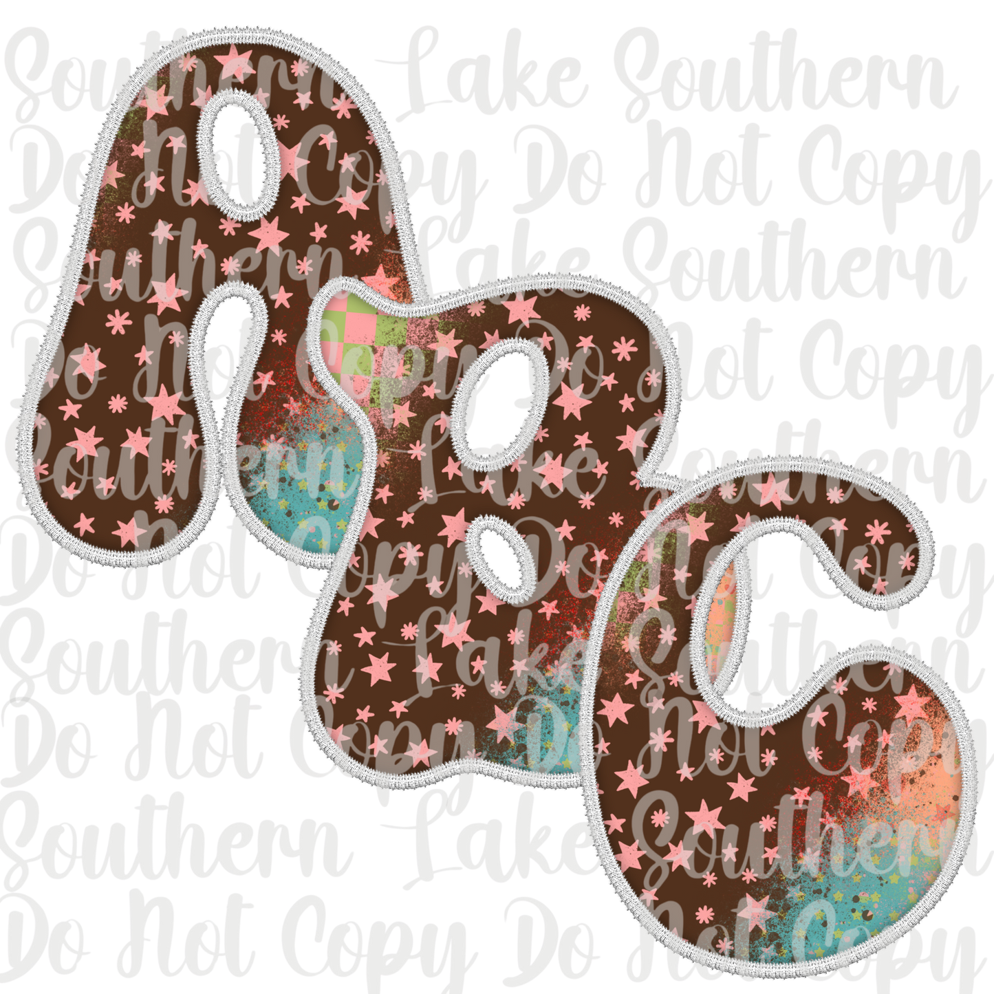 Boho Brown with Pink Stars Alpha Set A-0 Digital Download Only
