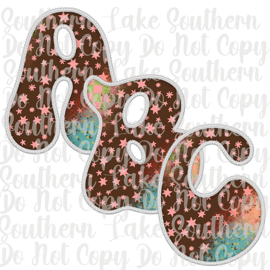 Boho Brown with Pink Stars Alpha Set A-0 Digital Download Only