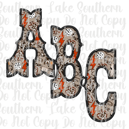 Retro Cow print Gambler Alpha Set A-0 Digital Download Only