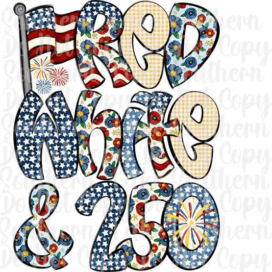 Red White and 250 DTF Single Print