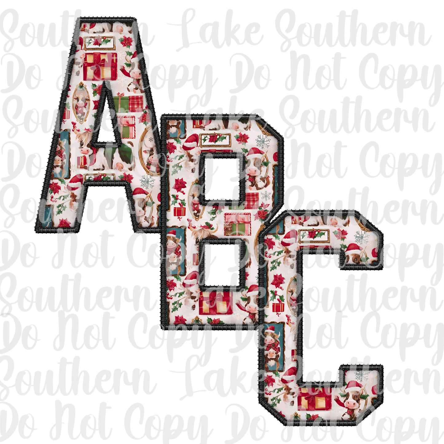 Christmas Cow Alpha Set A-0 Digital Download Only