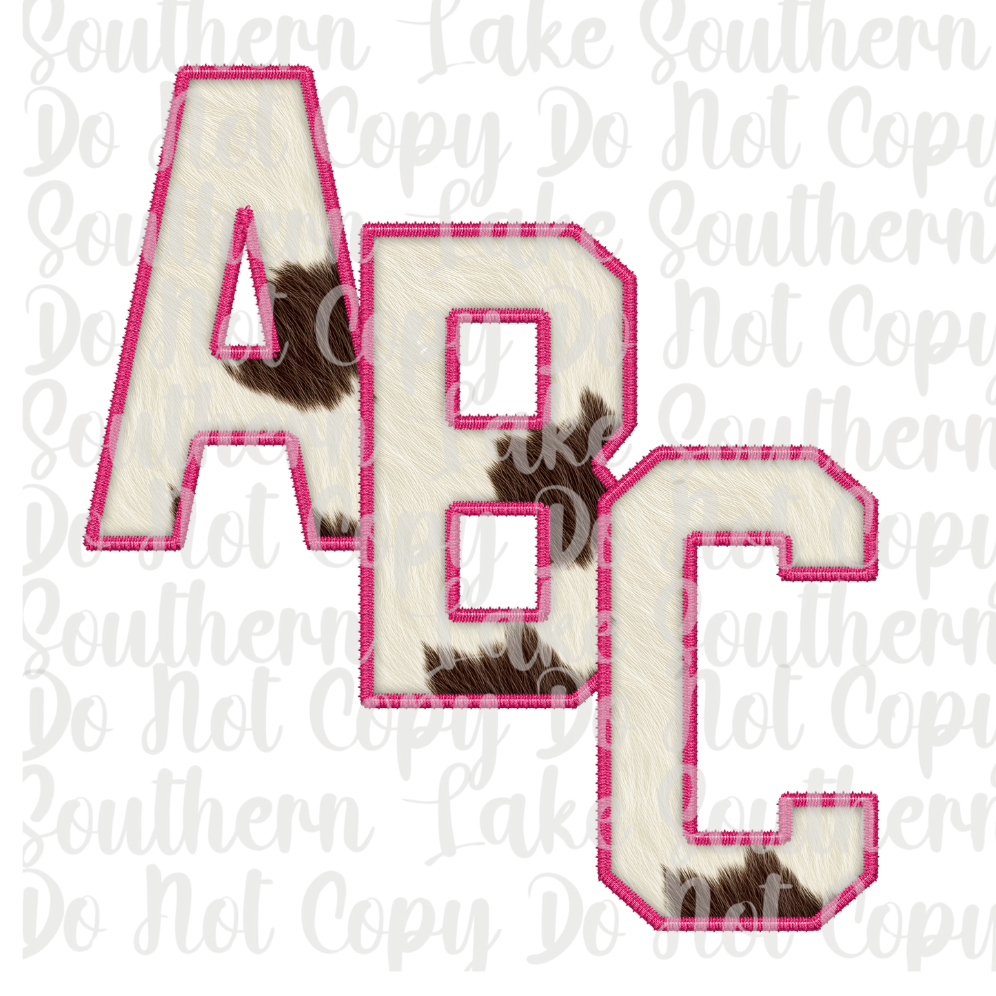 Cow Print with Hot Pink Outline Alpha Set A-0 Digital Download Only