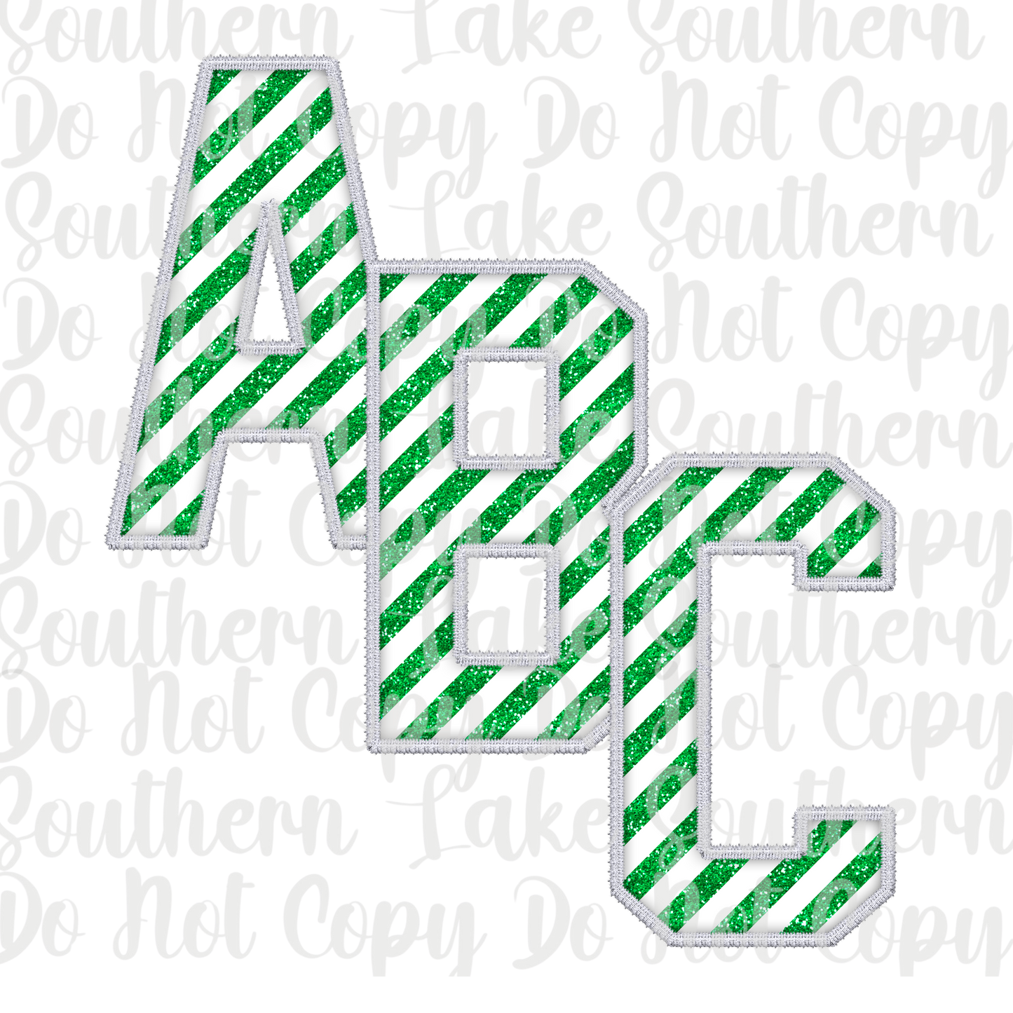 Green and White Candy Cane Alpha Set A-0 Digital Download Only