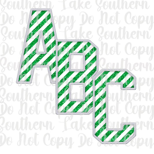 Green and White Candy Cane Alpha Set A-0 Digital Download Only
