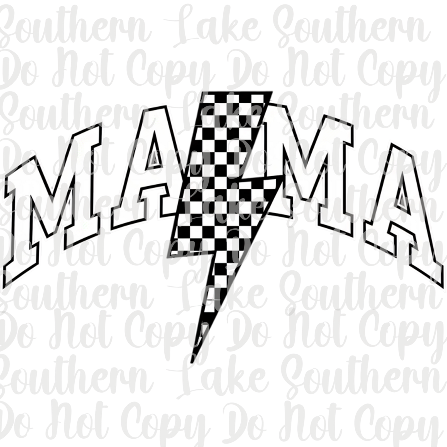 Mama Checkered W Lighting Bolt DTF Single Print