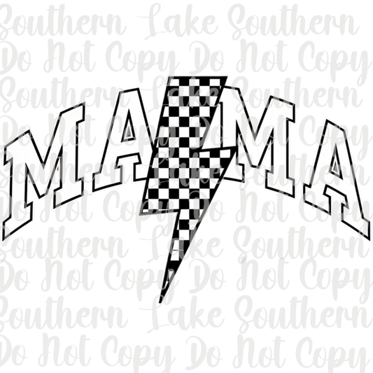 Mama Checkered W Lighting Bolt DTF Single Print