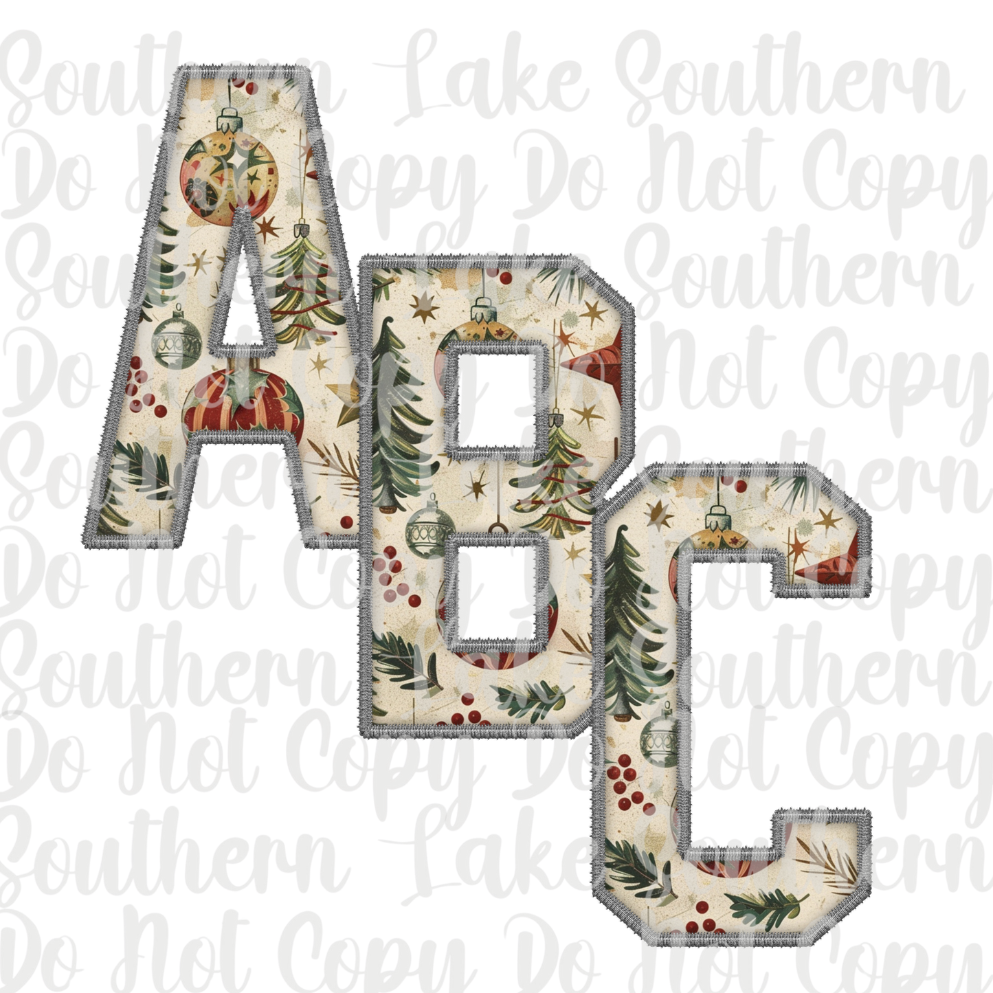 Christmas Vintage Ornaments Alpha Set A-0 Digital Download Only