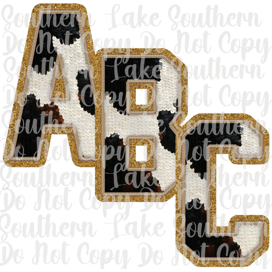 Black and White Sequin Cow Print Alpha Set A-0 Digital Download Only