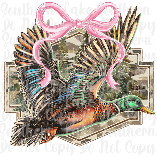 Duck With Pink Bow Camo Plaque DTF Single Print